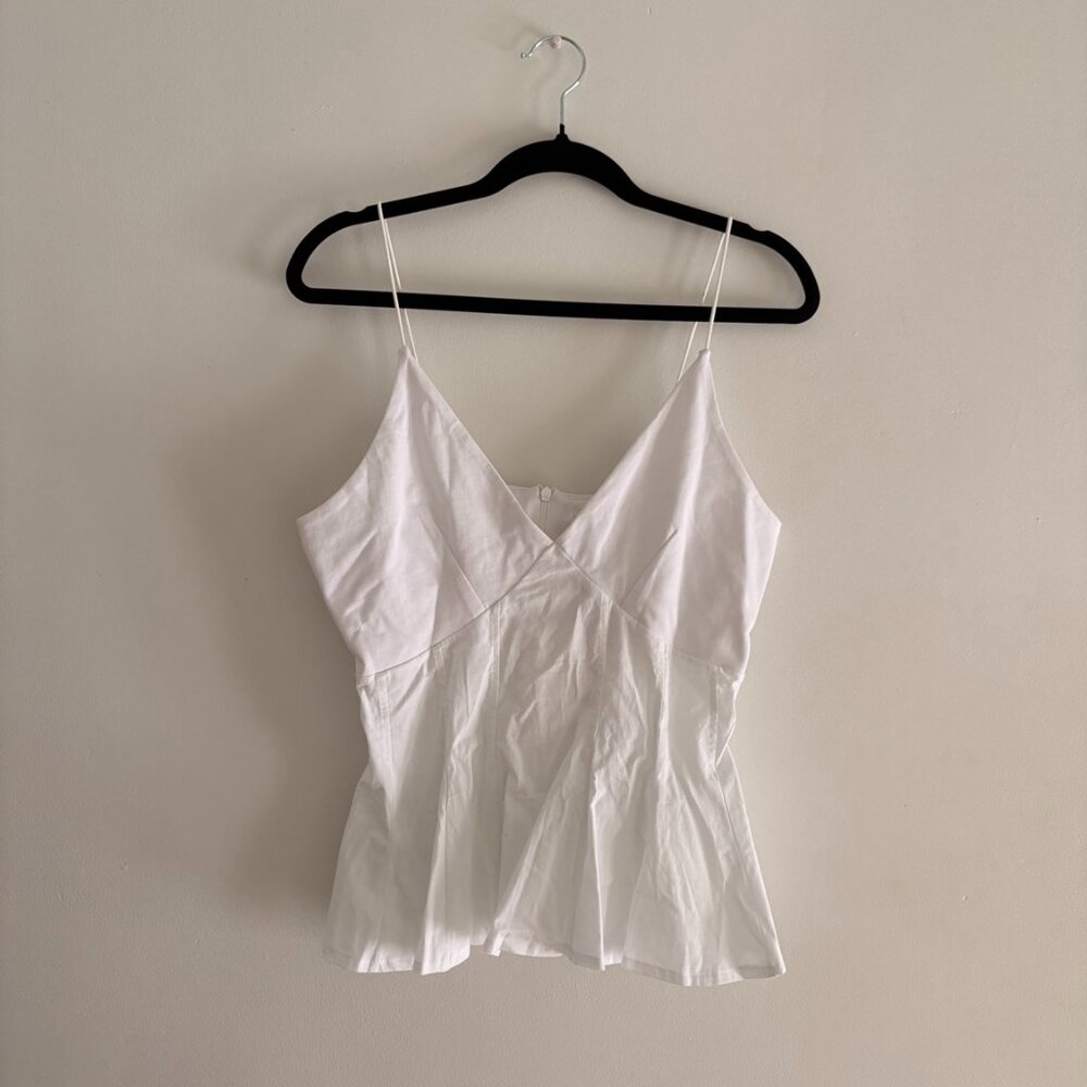 Zara White Structured Peplum Cami Top BNWT Size XL Minimalist Summer